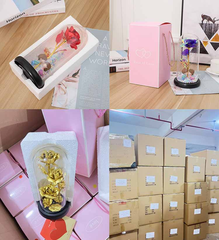 LED 24K glass rose packing